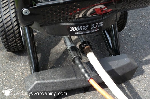 Hoses Hooked Up On Pressure Washer