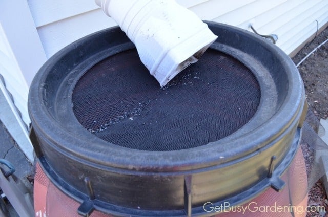Screen Covers Hole In Top Of Rain Barrel