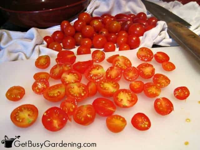 Cut Cherry Tomatoes In Half Before Drying