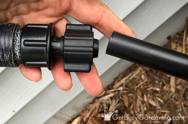 Attaching poly tubing to faucet hose fitting