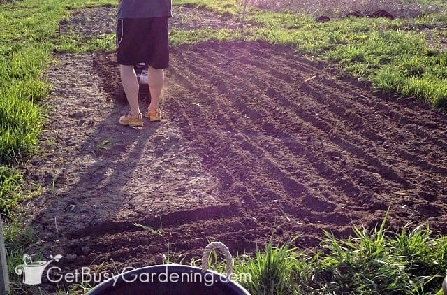 Tilling our vegetable garden bed