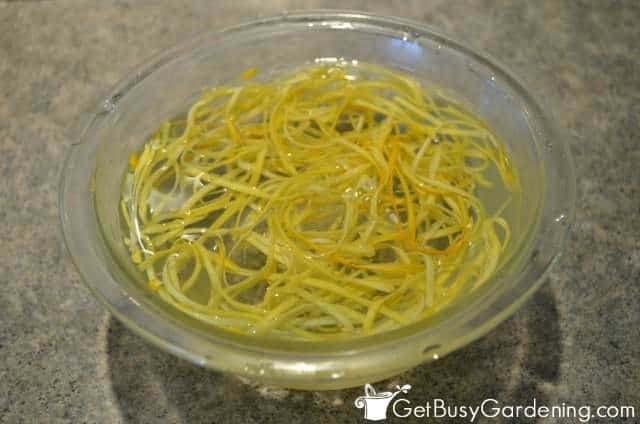 Soak Dehydrated Zucchini Noodles In Water To Rehydrate