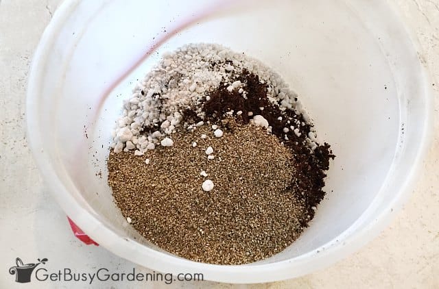 Making a batch of seed starter mix