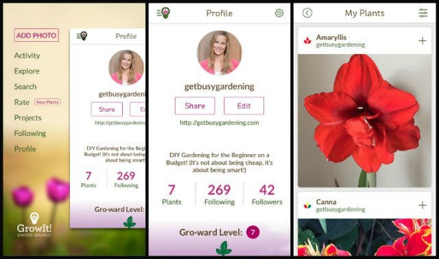 GrowIt!  uygulama profili ve gezinme