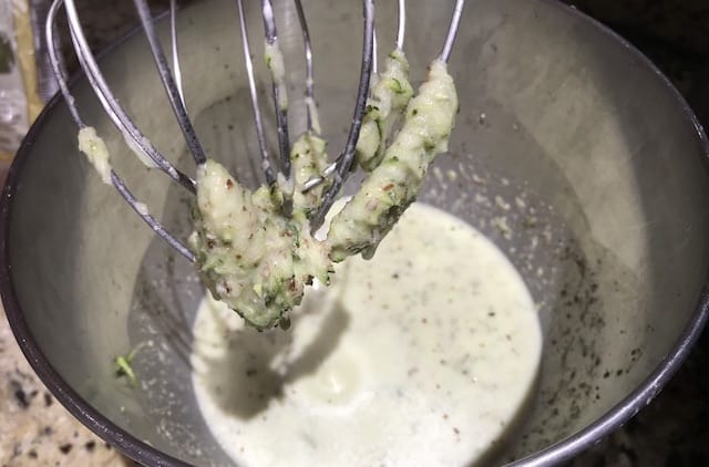 Fudgy zucchini brownie batter in mixer