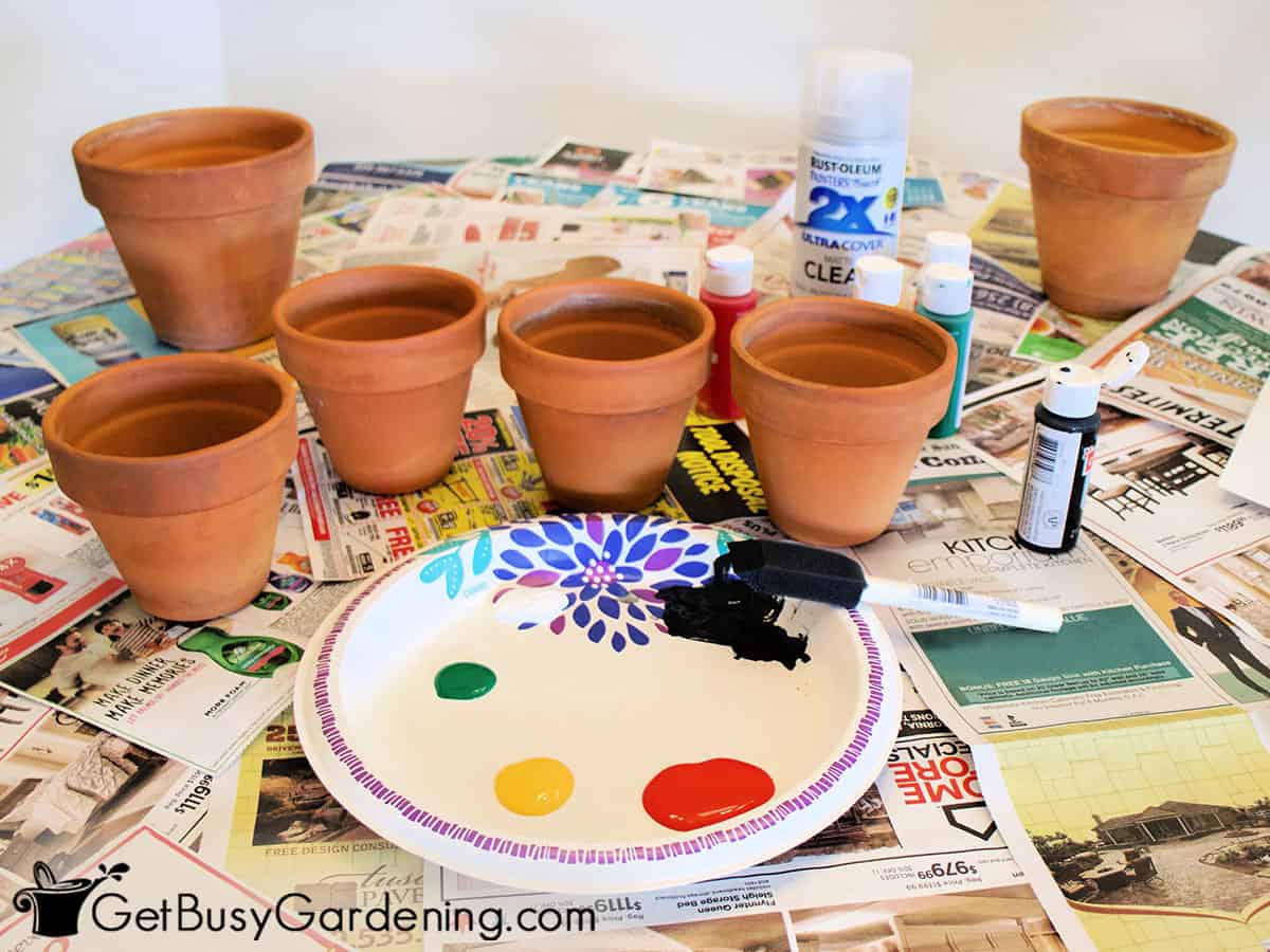 Terracotta pots ready to paint