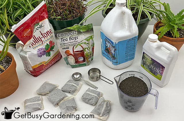 Various houseplant fertilizer products