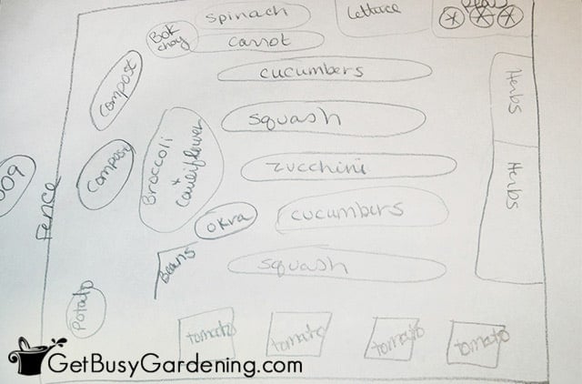 Simple drawing of my 2009 veggie garden design