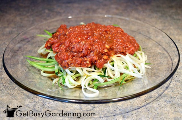 Spaghetti made with diy zucchini noodles