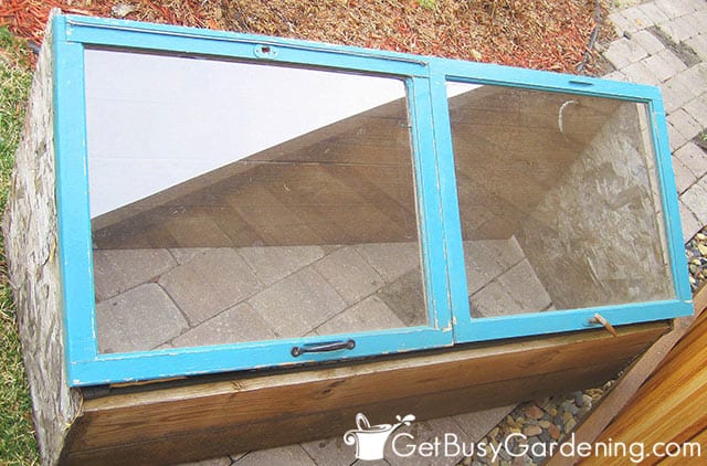 A cold frame made from old windows