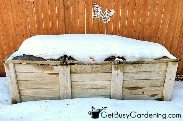 My compost bin covered in snow