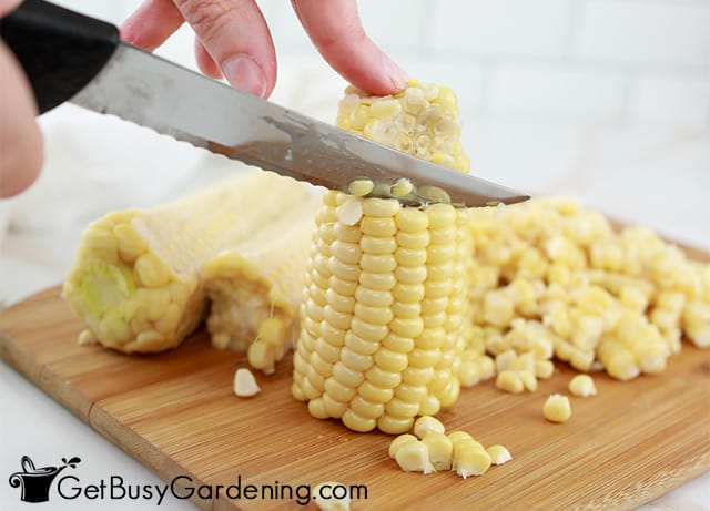 Removing corn from the cob before freezing