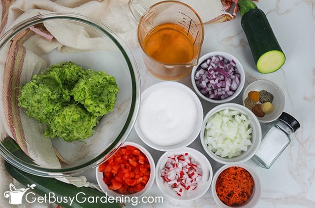 Ingredients to make zucchini relish