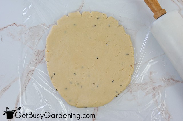Rolling out the lavender cookie dough