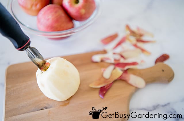 Coring apples before making the butter