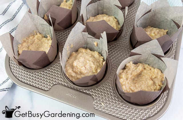 Healthy apple muffins ready to bake