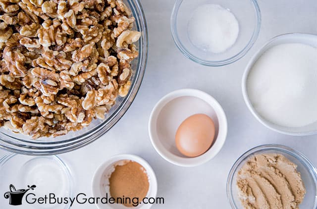 Ingredients for making candied walnuts