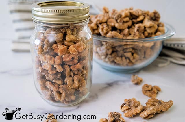 Storing my candied walnuts in a mason jar