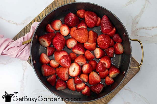 Cooking strawberries before canning