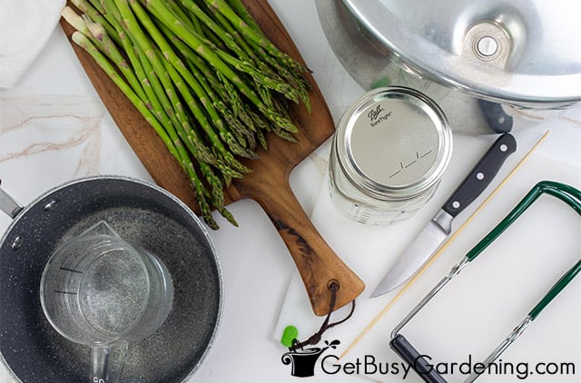 Supplies needed for canning asparagus