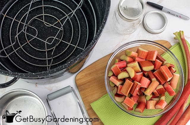 Supplies needed for canning rhubarb