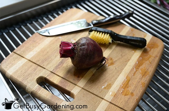 Preparing to pickle fresh beets