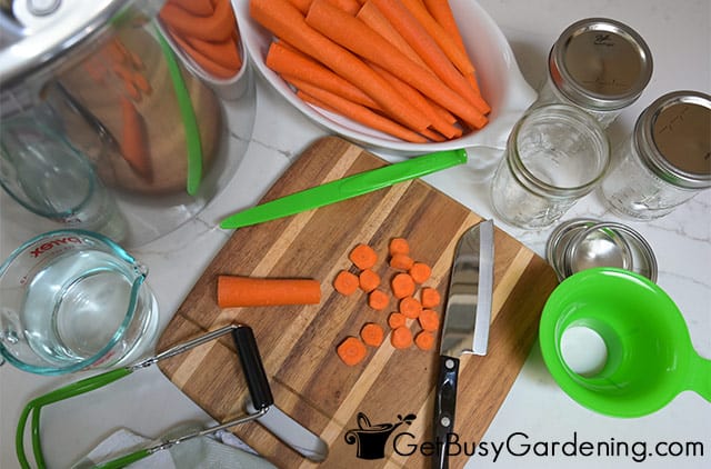 Supplies needed for canning carrots