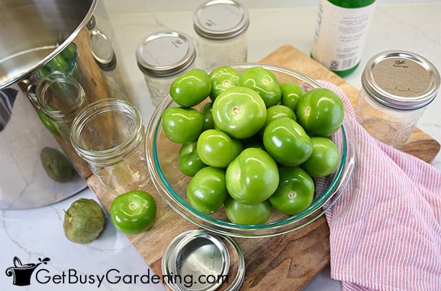 Supplies needed for canning tomatillos