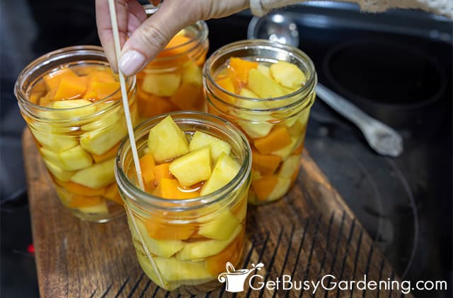 Popping air bubbles in a jar of squash