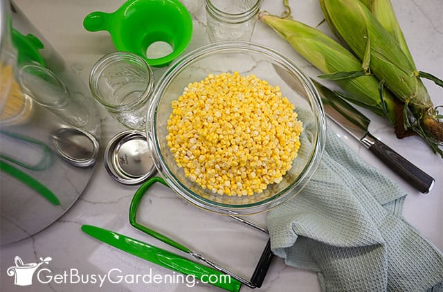 Supplies needed for canning corn